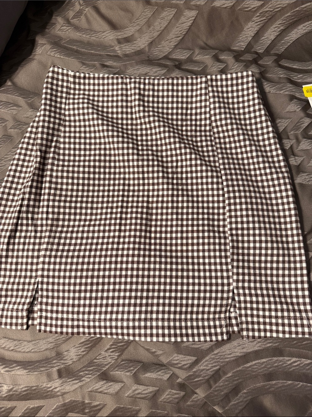 love on a hanger Brown and White Gingham Mini Skirt
